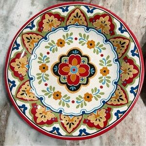 Set of 4 Fine China Porcelain Plates-222 Fifth Colorful Medallion & Floral Print